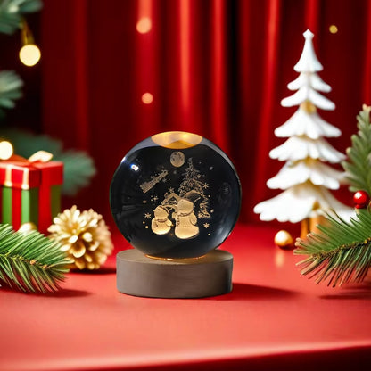 3D Galaxy Crystal Ball Night Lamp LED Light Base Christmas/Snowman/Galaxy Planet Model Decoration for Bedroom Birthday Xmas Gift