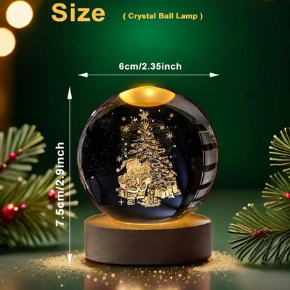 3D Galaxy Crystal Ball Night Lamp LED Light Base Christmas/Snowman/Galaxy Planet Model Decoration for Bedroom Birthday Xmas Gift